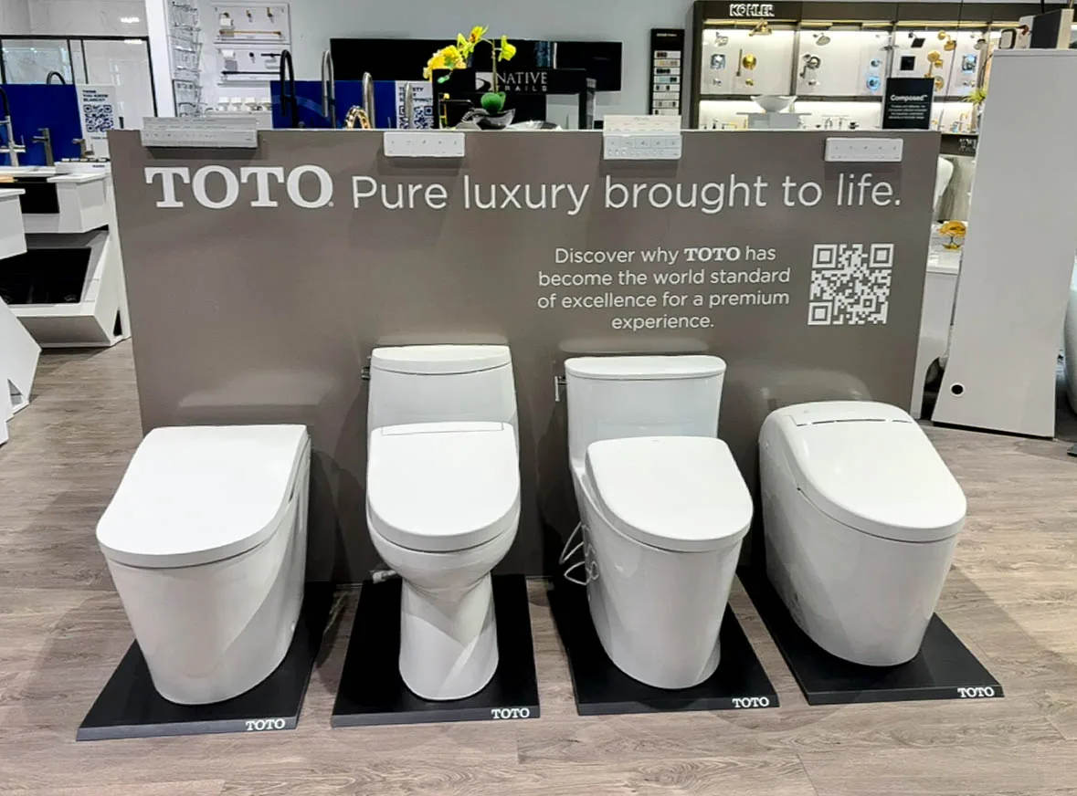 TOTO toilets on display in the showroom